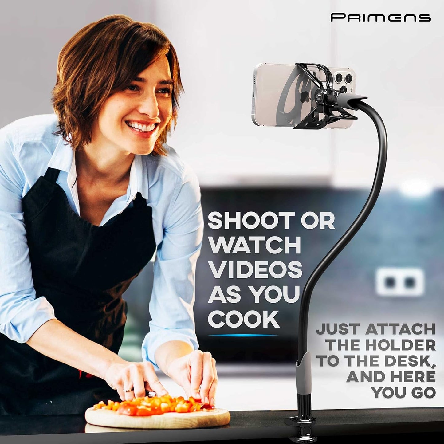 Phone Holder for Bed, Bedside Mobile Clip on Phone Holder (Grey)