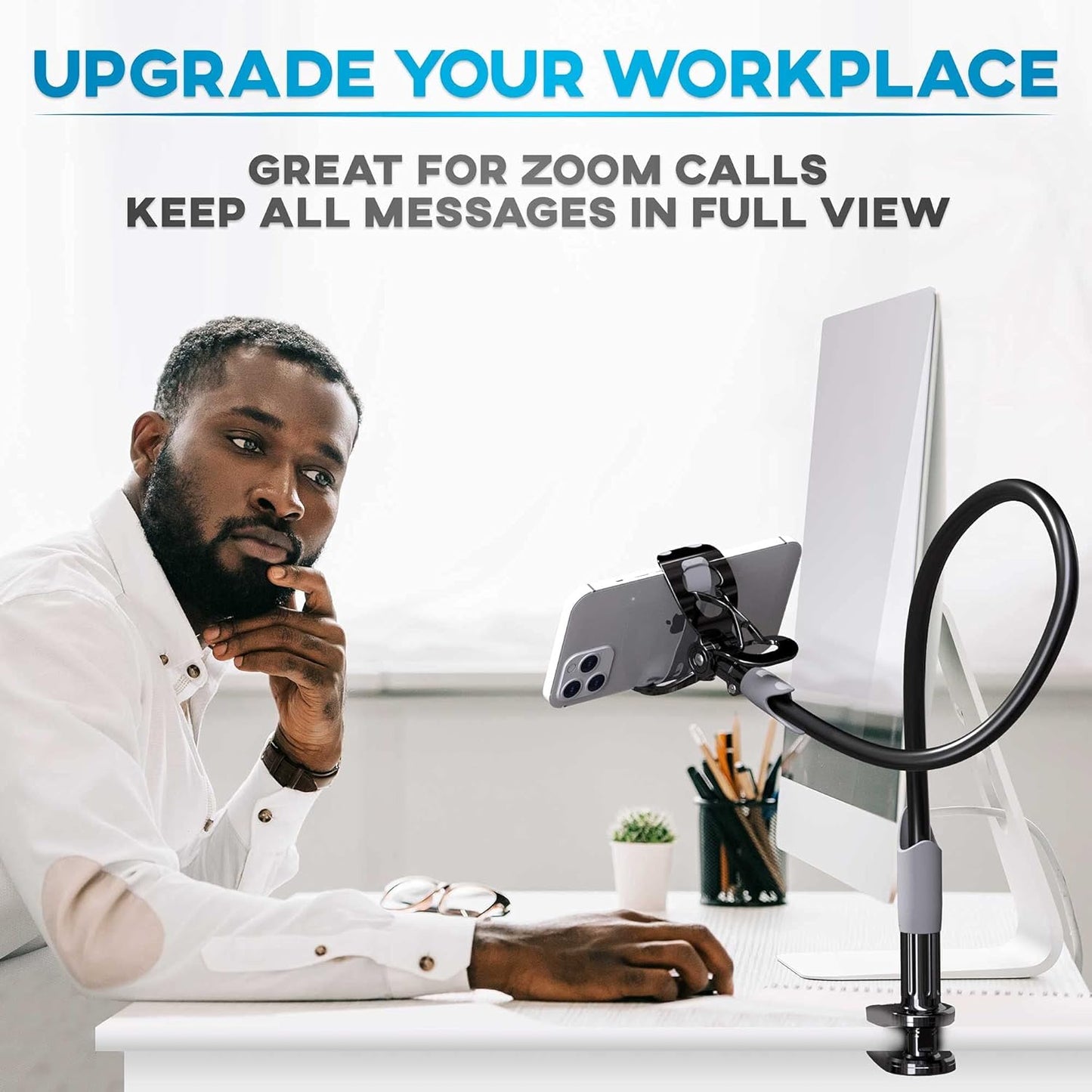 Phone Holder for Bed, Bedside Mobile Clip on Phone Holder (Grey)